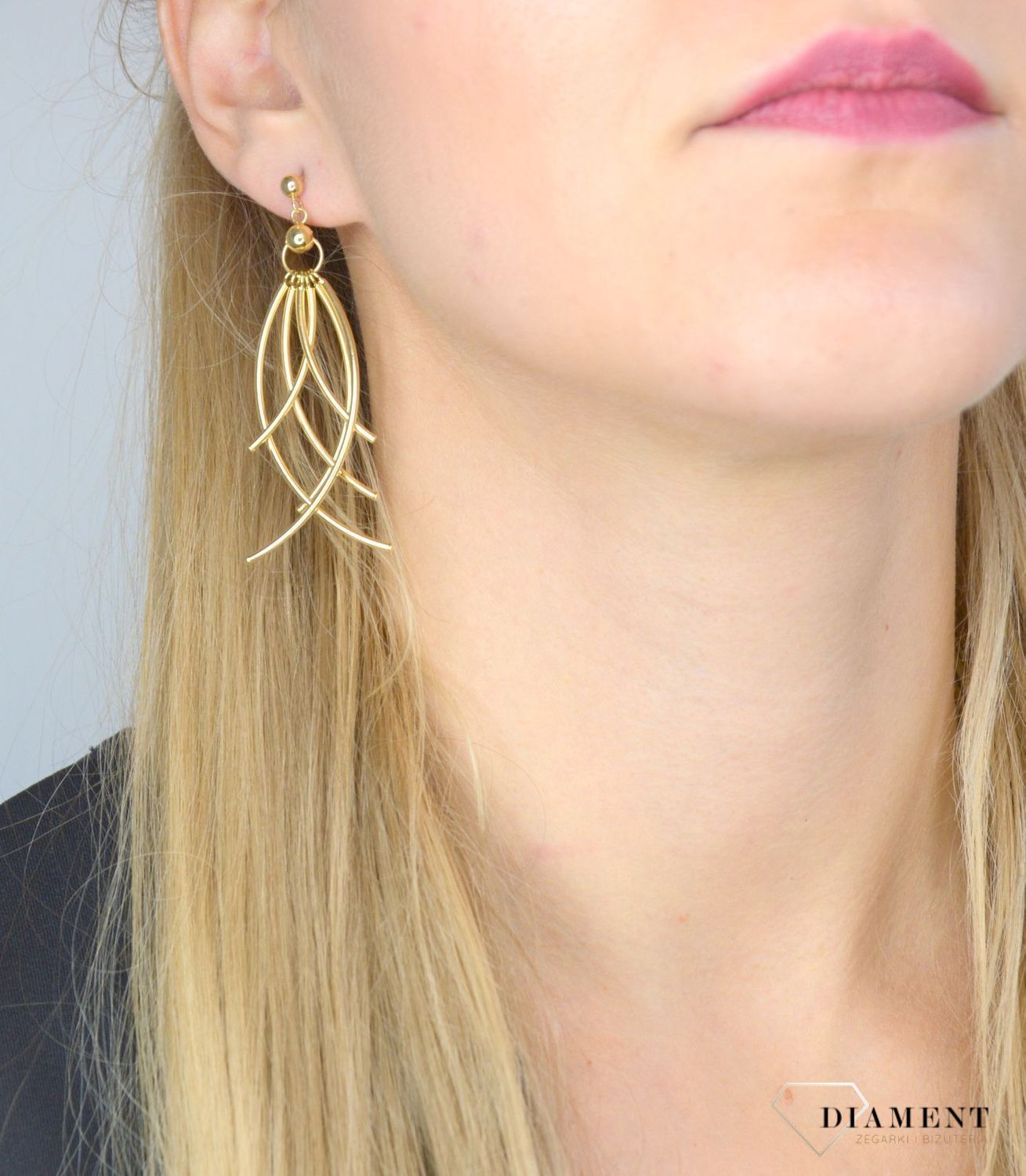 Złote kolczyki wiszące 585 pawie pióra D0LB9VI-53-Y OR204623.jpg